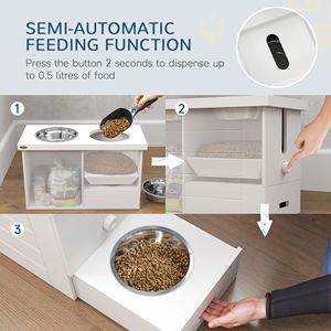 White Elevated Dog Bowls Slow Feeder <b>Mat</b> Storage Cabinet 3 Stainless Steel Dishes for <b>Large</b> Extra <b>Large</b> Pups Pet Bowls Feeders - Product Image 3