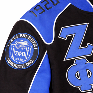 Blouson Bomber Vintage ZPB Racing en Twill avec Lettres Grecques de Sororité, Style Universitaire, pour l'Hiver, Grandes Tailles, Logos Brodés - Product Image 3
