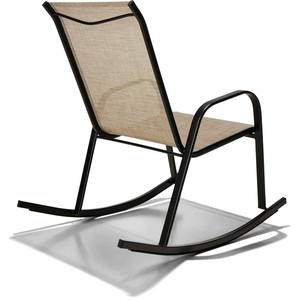 Fauteuil de jardin à bascule manuel en acier inoxydable bleu gaufré, design moderne, pieds coniques, mobilier de loisirs extérieur pour hôtel - Product Image 3