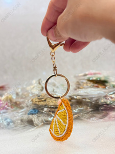 Llavero de Bolso con Cuentas de Algodón Hechas a Mano, Diseño de Rodaja de Naranja Cítrica, Accesorio de Moda de Verano de Lujo Ecológico, Venta al por Mayor - Product Image 4