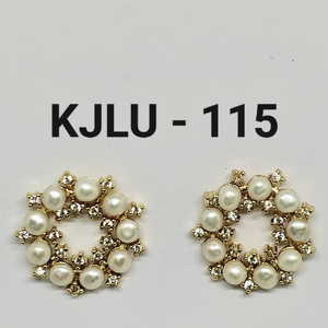 Boucles d'oreilles clous de luxe en perles circulaires pour femmes, plaquées or, style halo, élégantes, bijoux de mariée, vente en gros - Product Image 4
