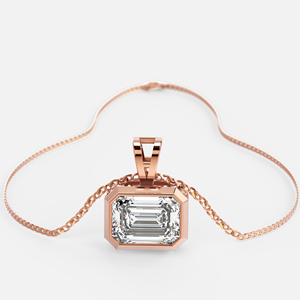 Pendentif en diamant taille émeraude 1,00 carat, or massif 18 carats plaqué rhodium, bijoux pour femmes, certifié IGI, charme minimaliste - Product Image 2