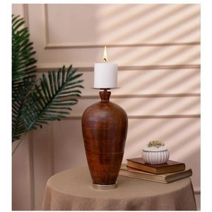 Portavelas Cuadrado de Madera de Mango para Velas Hurricane, 18x10 cm de Diámetro |   Decoración Rústica Moderna Hecha a Mano para el Hogar por Aqudus Saleem - Product Image 1