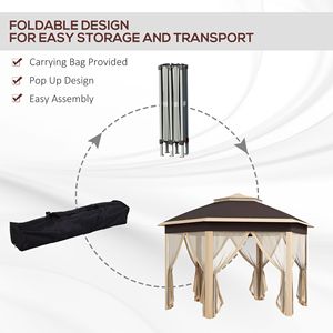 Gazebo Esagonale Pop-Up 13x13 con Rete per Eventi all'Aperto, Giardino, Matrimoni, Feste, Riparo per Pergola e Gazebo - Product Image 5
