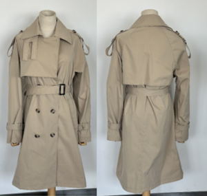 Gabardina Larga con Capucha y Cuello Mandarín para Mujer, Marca MANWA, Negra, Estampada, Transpirable, con Decoración de Cristales, de Poliéster - Product Image 3