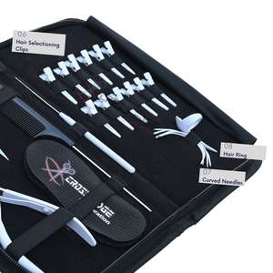 Kit d'outils professionnels pour extensions de cheveux blancs de salon avec applicateur de micro-anneaux, pince, outil à crochet, mini-ciseaux et pinces de sectionnement - Product Image 4