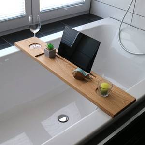 Plateau de rangement rectangulaire en bois avec découpes pour tablette, verre à vin, bougie – Design minimaliste, multifonctionnel, compatible lave-vaisselle, pour la cuisine - Product Image 2