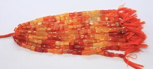 Perles de calcédoine orange naturelle facettées en forme de chiclet 7,5-8 MM, calcédoine ombrée facettée rectangulaire, pierre précieuse à perçage droit - Product Image 2