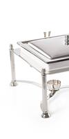 Plat de service carré de luxe en acier inoxydable pour buffet, chauffe-plats de traiteur avec supports à combustible