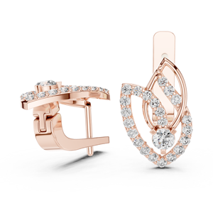 Pendientes de Lujo para Mujer con Diseño de Hoja, Incrustaciones de Diamantes Cultivados en Laboratorio, Corte Brillante Redondo, Oro Rosa de 18K, Inspirados en la Naturaleza - Product Image 2