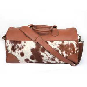 Bolsa de Viaje de Cuero Vacuno Vintage, Bolsa de Fin de Semana de Gran Capacidad, Hecha a Mano, Duradera, con Cierre, Portátil LHDB-0086 - Product Image 1