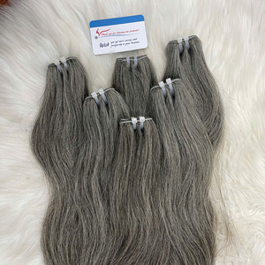 Prix de gros – Lots de cheveux naturels gris bruts, lisses, 100 % cheveux humains vietnamiens, sans nœuds, sans perte - Product Image 3