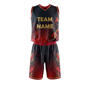 Conjunto de Uniforme de Baloncesto Personalizado para Hombre, Manga Corta, Cuello Corazón, Diseño Sólido, 100% Poliéster, Secado Rápido, Cierre con Cordón - Product Image 3