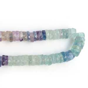 ลูกปัดพลอยฟลูออไรต์ธรรมชาติทรงเหลี่ยมหลายเหลี่ยมแบบรอนเดลล์ ขนาด 16 นิ้ว สำหรับทำเครื่องประดับ - Product Image 5