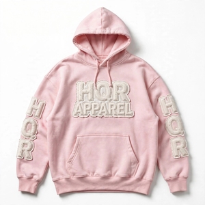 Sweat à capuche unisexe en molleton respirant avec broderie et impression en relief, coupe oversize, motif uni, poche, idéal pour personnaliser votre logo - Product Image 3