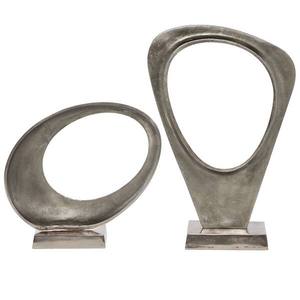 Vintage Metal Ribbon Knot Sculpture Silver Nickel Finish Home Decor Tabletop Centerpiece Figurine With Black Granite Base Metal - Product Image 6