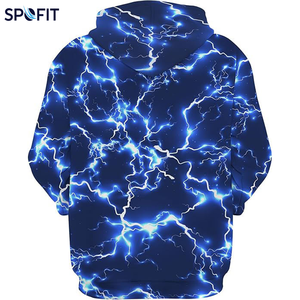 เสื้อฮู้ดพิมพ์ลายดิจิตอล 3 มิติ ลายสายฟ้า สำหรับฤดูใบไม้ร่วง ผ้าฝ้าย 100% เนื้อหนา ระบายอากาศได้ดี แบบ unisex - Product Image 2