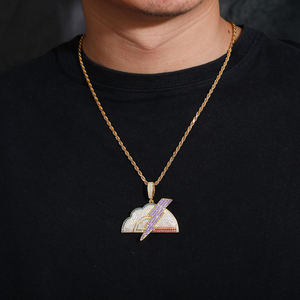Thunderstorm Cloud Pendant With Rhinestones Micro Insert 18K Gold Plated Men's Hiphop <b>Charm</b> Gift - Product Image 1