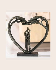 Sculpture contemporaine en bronze, figurine d'amour, art abstrait fait main, décoration de couple pour la table du salon - Product Image 6