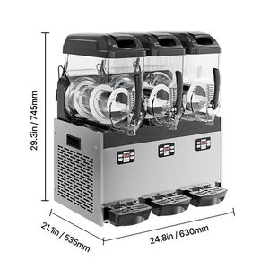 Macchina Professionale per Slushy in Acciaio Inox con Tre Vasche da 12L, 144 Bicchieri, per Margarita e Smoothie - Product Image 3