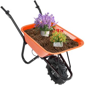 Chariot à roues électrique 500W 5 Cu. Chariot de jardin utilitaire à benne basculante, capacité de charge 330 lb, réservoir d'eau 100L, capacité de charge 500kg, poignée métallique - Product Image 6