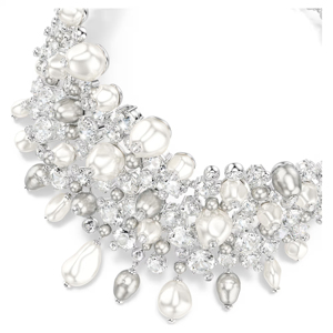 Luxury Women 925 <b>Silver</b> Rhodium Plated Freshwater Pearl <b>Choker</b> Necklace With Crystal Drops Wedding Jewelry - Product Image 2
