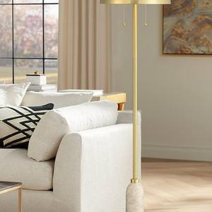 Lampe sur pied en bois nordique avec abat-jour en tissu pour un intérieur d'appartement et de maison chaleureux - Product Image 1