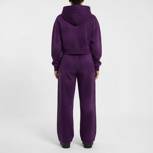 Chándales personalizados de invierno para hombre, de corte holgado, estilo urbano, con forro polar, cremallera, estampado serigráfico, totalmente lisos y transpirables - Product Image 2