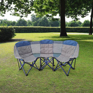 Collapsible Triple Seat Camping <b>Chair</b> Reinforced Metal Armrests Portable Print <b>Foldable</b> <b>Chair</b> Outdoor Beach Use Groups Parks - Product Image 3