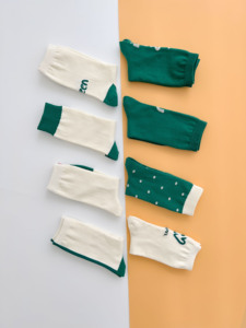 Calcetines de Algodón Tejido para Mujer, Color Blanco y Verde, Transpirables, para Uso Diario, Temporada de Primavera, Ajuste Regular - Product Image 4