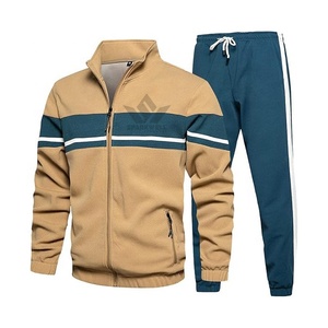 Ensemble de survêtement vert pour homme, veste zippée intégrale et pantalon de jogging noir à cordon de serrage avec poches latérales, vêtements de sport décontractés pour l'automne - Product Image 5
