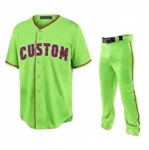 Custom Neon <b>Green</b> Premium Men's Baseball Jersey Pant Set <b>Silk</b> Screen Printed 100% Polyester Mesh Fabric Breathable Summer Short - Product Image 1