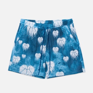 Shorts en maille tendance pour hommes 100 % polyester imprimé intégral, taille élastique, logo personnalisé, entrejambe de 5 pouces, design streetwear robuste - Product Image 1
