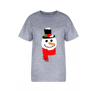 เสื้อยืดแขนสั้นสีม่วงสำหรับผู้ชาย พิมพ์ลายการ์ตูนตุ๊กตาหิมะ คอกลม สไตล์ลำลอง ทรงปกติ ผ้าเจอร์ซีย์คอตตอน - Product Image 3