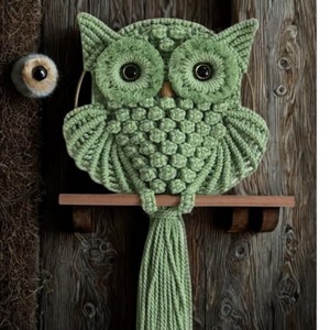 Tapiz de Pared de Macramé con Diseño de Búho Hecho a Mano |   Decoración Bohemia para el Hogar de Algodón al por Mayor - Product Image 3
