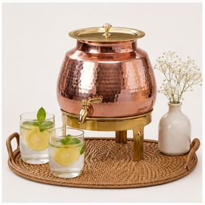 Handcrafted Pure Copper Water Dispenser with Stand & Leakproof Brass Tap Ayurvedic Health Benefits Hammered Copper Matka Pot - Product Image 4
