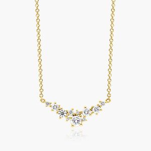 Collar Cosmos con Diamante Cultivado en Laboratorio de 0.58CT, Collar con Racimo Curvo de Oro Blanco de 14K, Joyería Fina, Proveedor OEM ODM - Product Image 4