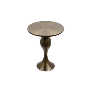 Modern Dark Bronze Metal <b>Round</b> <b>Side</b> <b>Table</b> with Sculpted Pedestal Base, Contemporary Accent End <b>Table</b> for Living Room & Bedroom - Product Image 1