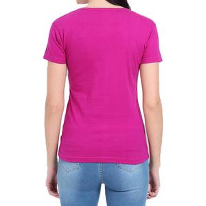 T-shirts en gros 100% coton pour femmes, col en V, col rond, jersey, pour un usage décontracté, respirant, pour l'été, OEM - Product Image 4