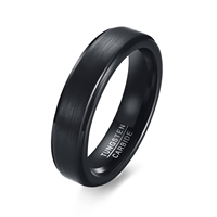 Bague en carbure de tungstène avec finition mate brossée, alliance de 5 mm à bord biseauté pour hommes et femmes, bagues de couple classiques en gros