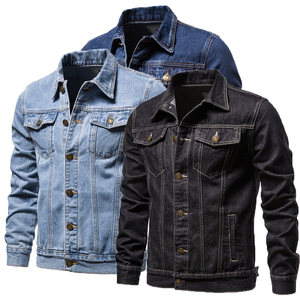 Chaqueta de Mezclilla Azul Claro para Hombre, Informal, de Algodón Lavado, Corte Ajustado, Cierre de Botones, Ropa de Abrigo de Otoño, Manga Regular, Cuello Camisero - Product Image 4