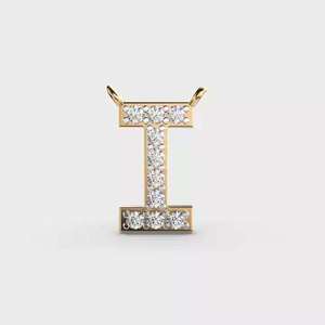 Letter I Customized 925 Silver 18K <b>Solid</b> <b>Gold</b> Luxury Rhodium Plated D VVS Moissanite Charm <b>Pendant</b> with Unisex Logo - Product Image 2