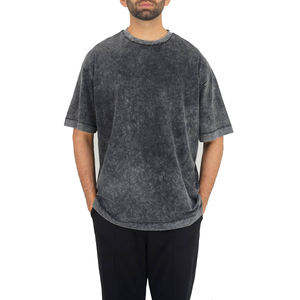 T-shirt délavé pour homme, coton vieilli, style streetwear, manches courtes, col rond, décontracté, mode estivale - Product Image 4