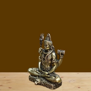 Artesanía Premium, Pequeña Estatua de Shiva Sentado en Latón Puro, Decoración para Templos Hindúes y Hogar, Hecho a Mano en Rajastán - Product Image 4