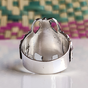 Bague Cabochon Pierre de Lune de Feu en Argent Sterling 925, Bijou Artisanal de Caractère - Product Image 4