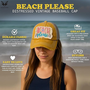 หมวกเบสบอลชายหาดแฟชั่นสุดฮิต ทรงยูนิเซ็กส์สำหรับผู้ใหญ่ ตกแต่งด้วยผ้าปะติดสีเหลือง ขอบรุ่ย ดีไซน์เก๋ ระบายอากาศได้ดี กันน้ำ - Product Image 2