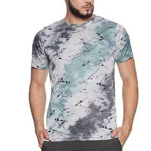 Sublimation Printed Men's Slim Fit Short Sleeve T-<b>Shirt</b> With Abstract Pattern O-Neck Quick Dry Knitted <b>Polyester</b> Casual Wear - Product Image 1