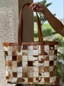 New Stylish Real Handmade Hair on Hide Fur <b>Leather</b> Evening Tote Bags Women Shoulder Bags High Quality Patchwork <b>Shopping</b> Bags - Product Image 4