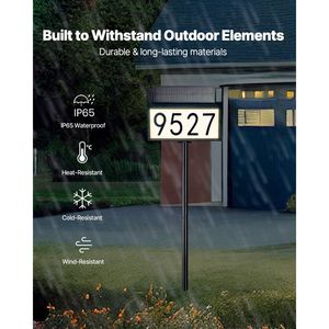 Solar <b>Illuminated</b> LED Address <b>Sign</b> 3 Colors for <b>House</b> Numbers Waterproof Outside Plaques Stakes Wall Mounted Option - Product Image 5