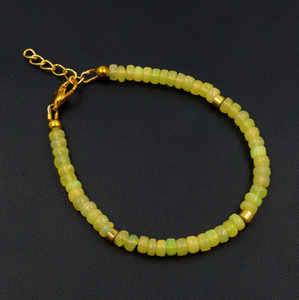 Natural Ethiopian Opal Roundel <b>Beads</b> <b>Bracelet</b>, Yellow Fire Gemstone Jewelry - Product Image 1